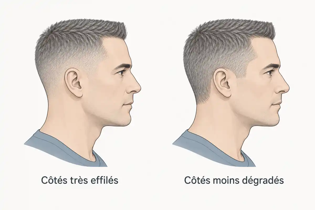Côtés très effilés aux pointes espacées ou moins dégradés au contour plus continu : deux effets visuels à comparer.