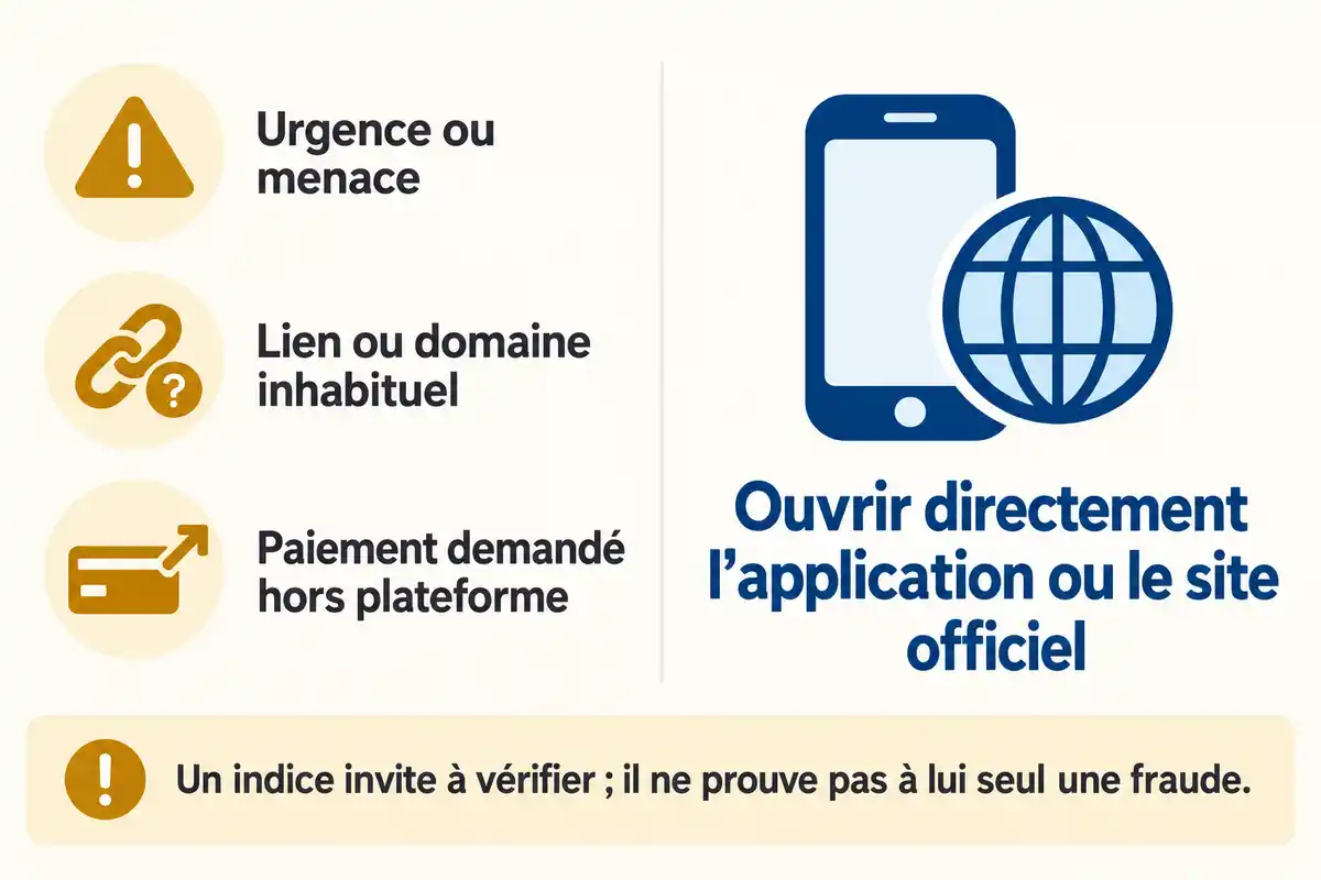 Un message pressant, un lien inhabituel ou un paiement hors plateforme invitent à vérifier en ouvrant soi-même Airbnb.