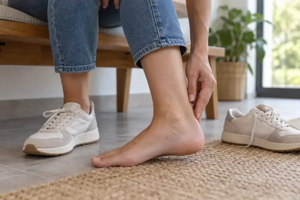 Douleur à l’arrière de la cheville : les remèdes maison peuvent viser un apaisement ponctuel, sans confirmer la cause ni soigner le tendon.